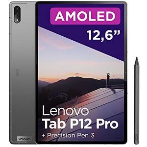 Lenovo Tab P12 PRO, 12,6 inch 2K display, wifi 6, 8 GB RAM, 256 GB geheugen, Android 11 tablet, 4 JBL luidsprekers, Storm Grey, Exclusief Amazon, voeding, Precision Pen 3