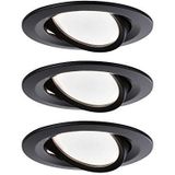 Paulmann Nova 94472 LED inbouwspots, rond, draaibaar, 3 x 6,5 W, warmwit, 3 standen, dimbaar, zwart, mat, aluminium spot, 2700 K, 3 stuks