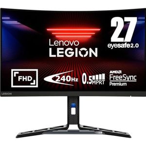 Lenovo Legion R27fc-30 Gaming Monitor - 27 inch FullHD WLED-display 1920x1080, VA, ultradunne randen, AMD FreeSync, 0,5ms, 240Hz, HDMI-kabel - Raven Black - Exclusive Amazon