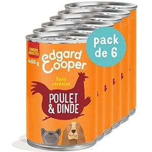 Edgard & Cooper Paté voor honden, (india en kip, 400 g x 6), zonder granen, vers vlees en hoogwaardige eiwitten, echte ingrediënten voor honden, hypoallergeen, zonder toegevoegde suikers