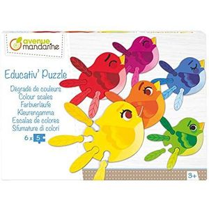 Avenue Mandarine - Educativ' kleurverlooppuzzel – 6 puzzels vogel – veren om te combineren in verschillende kleuren – educatief spel vanaf 3 jaar – PU019C