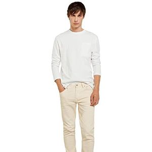 Springfield 5-pocket broek, kleur slim gewassen, print op witte achtergrond, gewoon, voor heren, met witte achtergrond, Eén maat, witte achtergrond