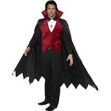 Smiffys Fever kostuum zwart rood met vest, cape en stropdas