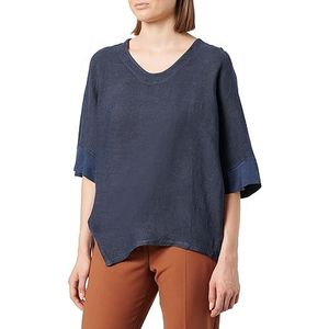 Bonateks, Twee-componenten top met ronde hals en vleermuismouwen, 100% linnen, maat 34, Amerikaanse maat: S, top, marineblauw - Made in Italy, blauw, 36, Blauw