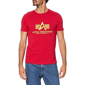 Alpha Industries Basic 100501 T-shirt, normale maat, korte mouwen, heren, Rode snelheid