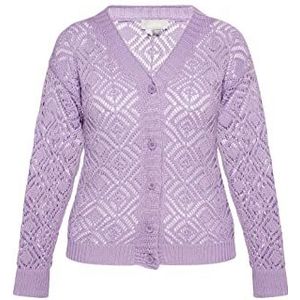 LEOMIA Cardigan en tricot pour femme 10426983-le02, lilas, L pull, L, lilas, L