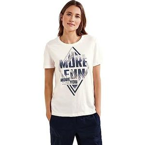 Cecil Dames bedrukt T-shirt met korte mouwen, Vanilla White, XL, Vanilla Wit