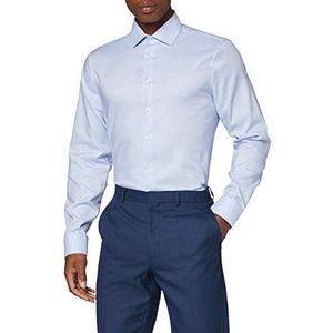 Seidensticker Business overhemd heren slim fit strijkvrij Kent kraag lange mouwen 100% katoen, blauw (middenblauw 11)