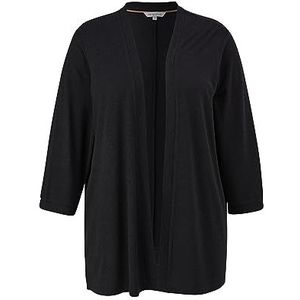 TRIANGLE Cardigan long pour femme en tricot de coton, gris/noir, 50