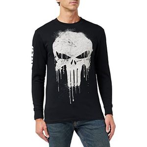 Marvel Avengers Punisher Skull herenshirt met lange mouwen, zwart (Black Blk), XL, Zwart