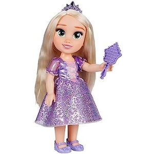 Disney Princess 38 cm pop van Rapunzel, met iconische jurken verrijkt met glinsterende details, fonkelende tiara en bijpassende schoenen, haar ogen stralen