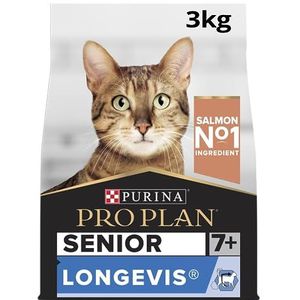 PURINA PRO PLAN | Senior 7+ Longevis | Rijk aan zalm | Droogvoer | Volwassen kat | 3 kg zak