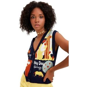 Trendyol Cardigan en tricot à col en V standard pour femme, Multicolore, M