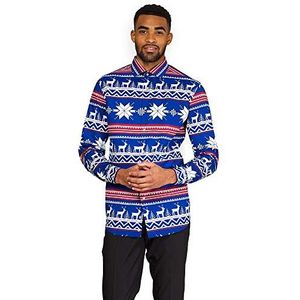 OppoSuits Heren kersthemd button down lange mouw, the rudolph