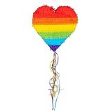 Boland 30965 - Regenboog hartvormige piñata, maat 37 x 36 x 7,5 cm, om te vullen met snoep en confetti, voor feest, verjaardag, cadeau