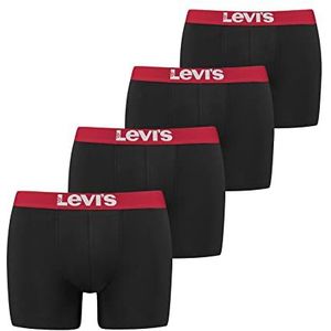 Levi's Basic boxershorts, effen, getailleerde boxershorts voor heren, Zwart/Rood