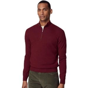 Hackett London Merino Cash Mix Hzip Cardigan Sweatshirt voor heren, Rood (Maroon)