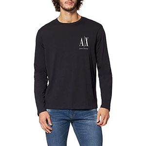 Armani Exchange Shirt met lange mouwen voor heren met logo-print op de voorzijde, Blauw