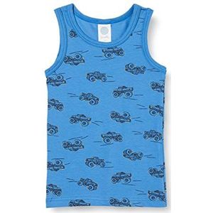 Sanetta Saffierblauw onderhemd voor jongens met monstertruck print, Blauw