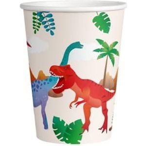 PD-Party 7120005 Tasses de Fête Joyeux | Thème Spécial | Décoration de Table - Dino, Multicolore, 7.5cm Longueur x 7.5cm Largeur x 9cm Hauteur