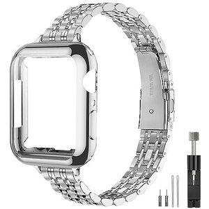 MANENWVO Metalen armband compatibel met Apple Watch 41 mm, 45 mm, 42 mm, 44 mm, 40 mm, 38 mm, dunne roestvrijstalen armband met iWatch serie 9/8/7/6/5/4/3/2/1, SE, Omvang van de levering:, Geen