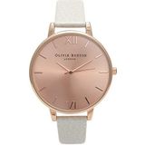 Olivia Burton Dames analoog kwarts horloge met lederen band, Rozengoud., armband