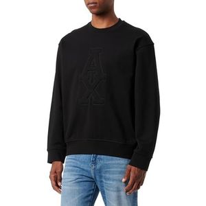 Armani Exchange The Grid Sweatshirt voor heren, duurzaam, logo in reliëf, zwart, XXL, zwart, XXL, zwart.