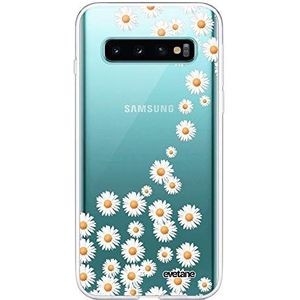 Evetane - Siliconen hoesje compatibel met Samsung Galaxy S10 Plus - Integrale bescherming 360, dun en transparant - Voor en achter - Hoge sterkte - Madeliefjes