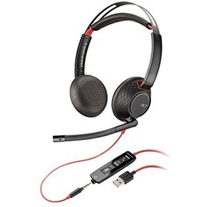 Plantronics Blackwire 5220 stereo hoofdtelefoon, bekabeld, USB-A, microfoon met ruisonderdrukking (poly) – de hele dag comfort – USB-A: PC/Mac of mobiele telefoon via 3,5 mm aansluiting