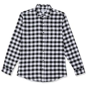 Amazon Essentials Flanellen overhemd voor heren met lange mouwen (verkrijgbaar in grote maten) - Zwart geruit patroon - Maat M