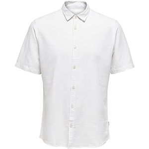 ONLY & SONS Onscaiden Ss Linen Noos T-shirt voor heren, Wit