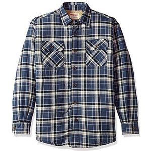 Wrangler Authentics Jas met lange mouwen en sherpa-voering, overhemd met lage knoopsluiting voor heren, Indigo blauw