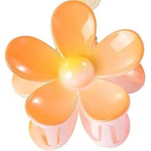 Hawaïaanse bloem haarclips, bloemhaaraccessoires geschenken voor vrouwen, gradient bloem haar voor meisjes en vrouwen, ABS bloem non-slip jumbo clips, gradient oranje