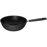 Fiskars Wok, Ø 28 cm, inhoud: 4,5 liter, geschikt voor alle kookplaten, aluminium/kunststof, krasbestendig, anti-aanbaklaag, zwart, 1052233