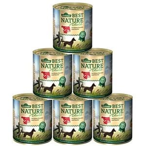 Dehner Best Nature Hondenvoer voor volwassenen, rundvlees en kalkoen met wortels, 6 x 800 g (4,8 kg)