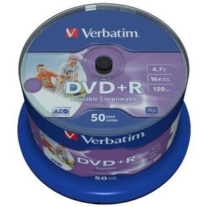 Best Price Square Verbatim DVD+R Printable Spindle 50 16X Cake 50 43512