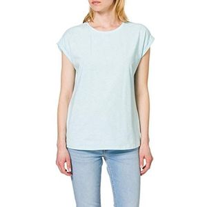 Urban Classics Color Melange T-shirt voor dames, extended shoulder, basic T-shirt met overcut schouders in 2 kleuren, maten XS tot 5XL, Aqua Melange