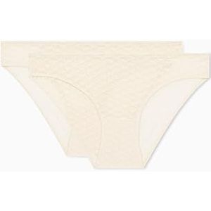 EMPORIO ARMANI Lot de 2 slips Allover Eagle MESH pour femme, blanc, taille XL, blanc, XL