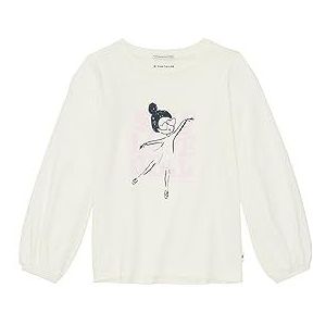 TOM TAILOR Meisjesshirt met lange mouwen en ballerina-print, 12906 - Witte wol