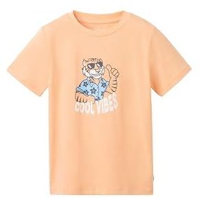 TOM TAILOR T-shirt voor jongens met print, 35296 - Abrikoos oranje glanzend