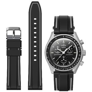 Stanchev reservehorlogeband voor Omega X Swatch, MoonSwatch, Rolex, Seiko 20 mm, van zachte siliconen, snelmontage-systeem, uniseks