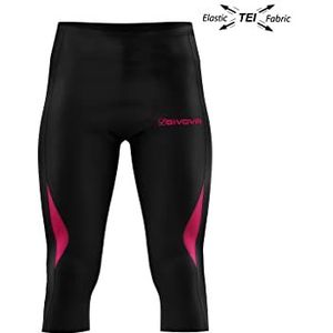 GIVOVA Lr02-1039-s compressiebroek, zwart/fuchsia neon, S, heren, zwart/fuchsia neon, S, zwart/fuchsia, neon