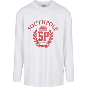Southpole College T-shirt met lange mouwen voor heren, met logo-print, in 2 kleuren, maten S tot XXL, Wit
