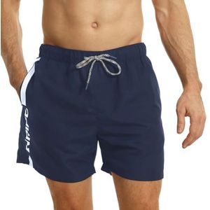Ript Essentials Zwemshort voor heren met verticale strepen, sneldrogend, uv-bescherming 50, perzikafwerking, marineblauw/wit, maat L