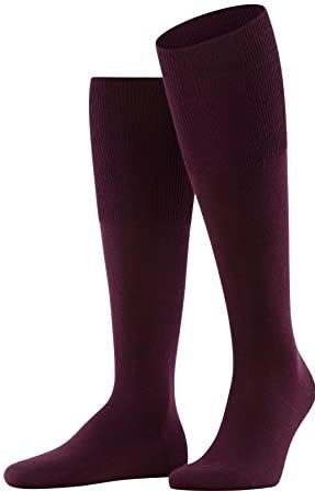 FALKE Airport lange sokken voor heren, ademend, klimaatregulerend, geurremmend, wol, katoen, hoog, dun, effen, elegant, platte teennaad, 1 paar, Rood (Barolo 8596)