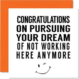 Afscheidscadeau voor collega's, vrouwen en mannen - Not Working Here Anymore - Sorry Your Leaving Good Luck In Your New Job Card 145 mm x 145 mm, grappige wenskaarten om mee te beginnen