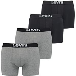 Levi's Effen basic boxershorts voor heren, zwart/middengrijs, één maat, zwart/grijs melange, één maat, zwart/grijs gemêleerd