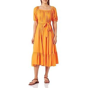 Koton Robe midi pour femme avec ceinture à épaules dénudées, Orange (200), 40