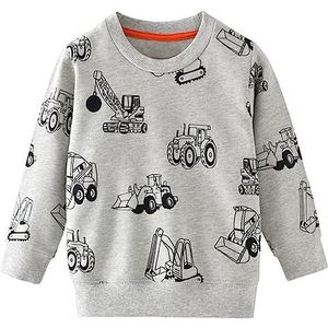 CM-Kid Sweatshirt met ronde hals, trui voor baby's, jongens, B-voertuig, grijs, 6-7 jaar, B-ingenieurvoertuig, grijs