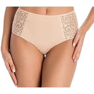 Teyli Damesslip met hoge taille, bloemenkant, beige, 50, Beige